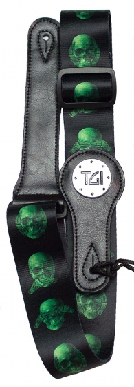 TGI Guitar Strap Skull Green